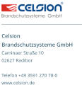 Celsion Brandschutzsysteme GmbH Caminaer Straße 10 02627 Radibor  Telefon +49 3591 270 78-0 www.celsion.de